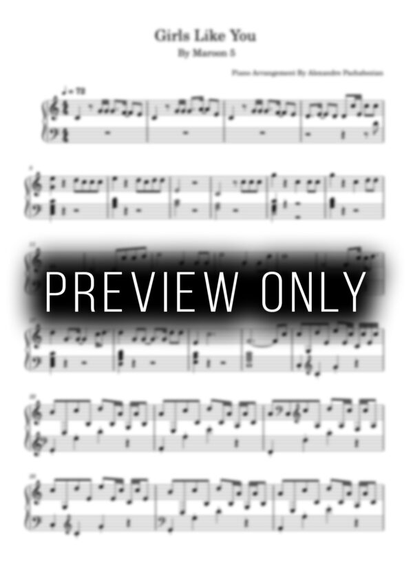 Girls Like You (Piano Sheet) - Sam Smith - Piano Arrangement by Alexandre Pachabezian