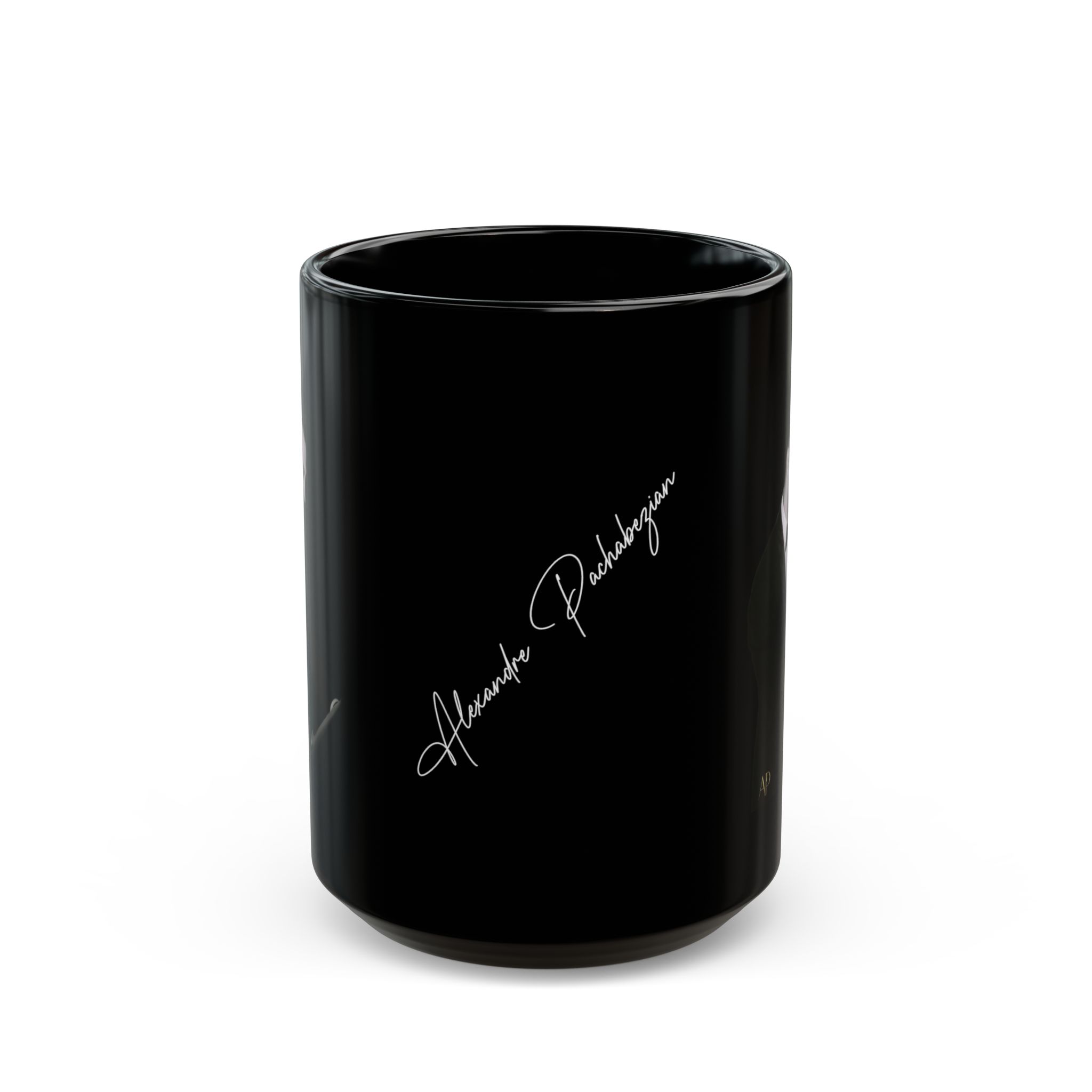 (US Customers) Black Ceramic Mug — Elegant Alexandre Pachabezian Portrait & Signature Design (11oz, 15oz) – Image 7
