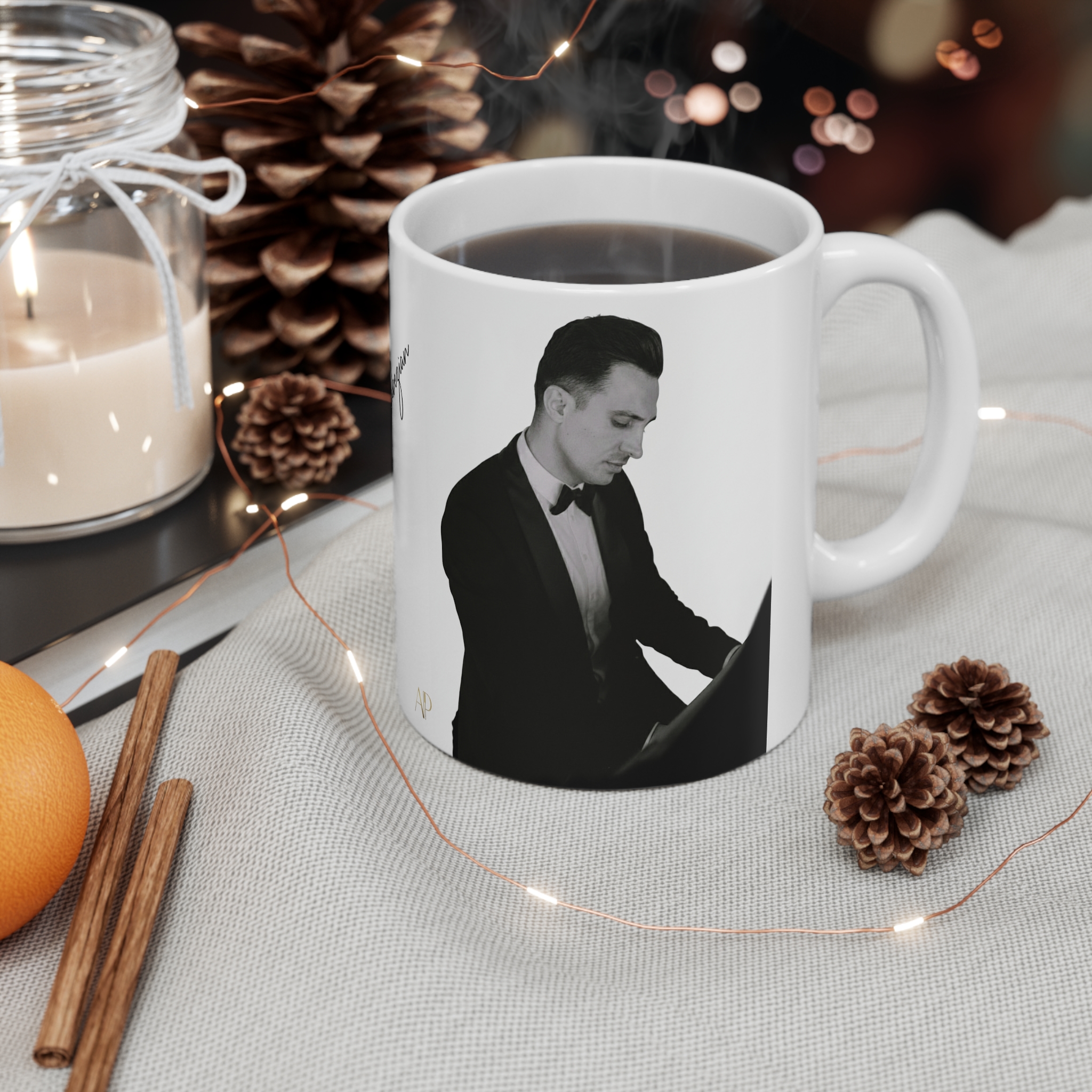 (EUR Customer) Elegant White Alexandre Pachabezian Portrait & Signature Ceramic Mug — 11oz – Image 4