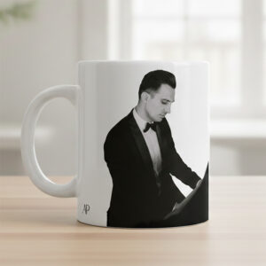 (China Customers) Frosted White Glass Coffee Mug - Elegant Alexandre Pachabezian Portrait & Signature Design (11oz)