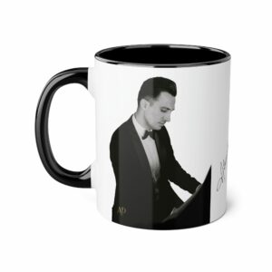 (China Customers) Frosted White Glass Coffee Mug - Elegant Alexandre Pachabezian Portrait & Signature Design (11oz)