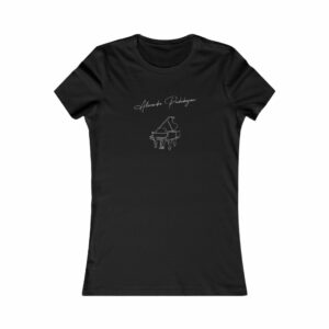 (EUR CUSTOMERS) Women's Black T-Shirt — 'Alexandre Pachabezian' signature & grand piano